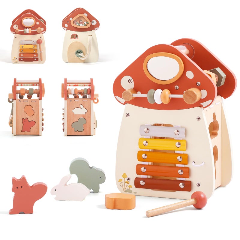 ibwaae 8 in 1 Wooden Activity Cube Toys for Baby Travel Sensory Toys for Toddlers 13 Multipurpose Educational Learning Toys for Toddlers Shape Sorter Montessori Toys for 1 2 Year Old First Birthday Gift - Image 3