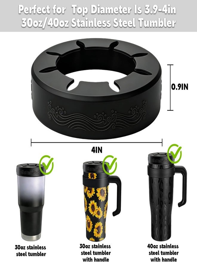 XccMe Silicone Ring for 30 oz stainless Steel Tumbler,Reusable Iced Coffee Sleeve for Stainless Steel Tumbler,for 30oz YETI,RTIC,BJPKPK,for The Cup Mouth Diameter 3.9-4 inch (Black) - Image 2
