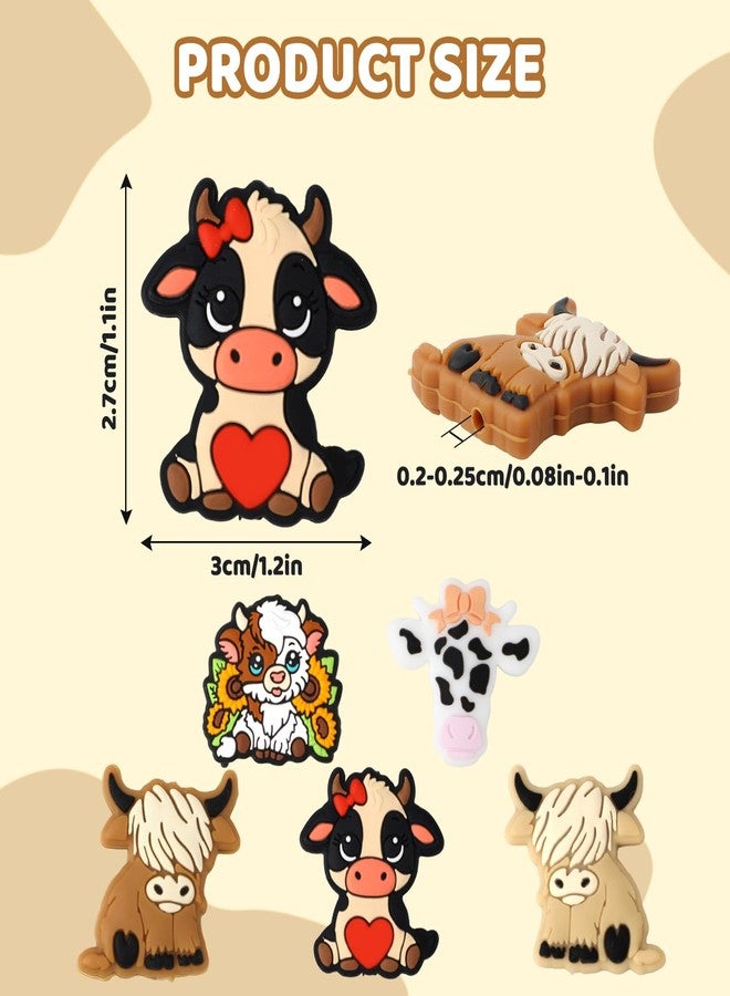 ROLYTA 20 Pcs Cow Silicone Focal Beads, 5 Styles Highland Cattle Focal Beads Bulk, Cartoon Yak Shape Silicone Bead for Pens Keychains Lanyards Jewelry Necklaces Bracelets DIY Crafts - Image 2