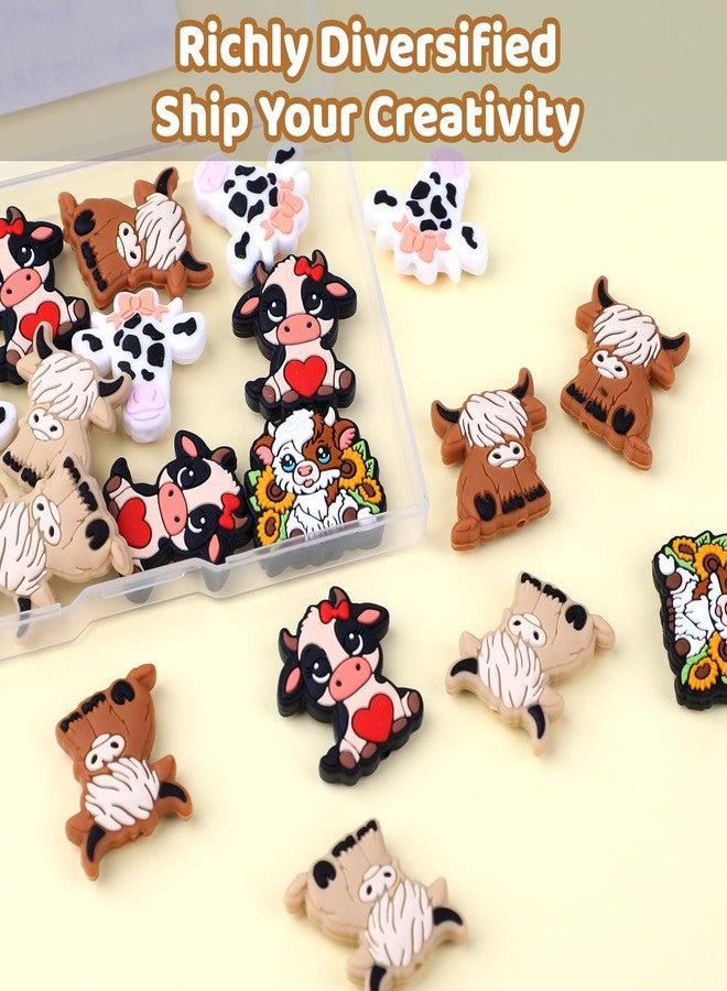 ROLYTA 20 Pcs Cow Silicone Focal Beads, 5 Styles Highland Cattle Focal Beads Bulk, Cartoon Yak Shape Silicone Bead for Pens Keychains Lanyards Jewelry Necklaces Bracelets DIY Crafts - Image 5