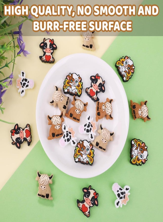 ROLYTA 20 Pcs Cow Silicone Focal Beads, 5 Styles Highland Cattle Focal Beads Bulk, Cartoon Yak Shape Silicone Bead for Pens Keychains Lanyards Jewelry Necklaces Bracelets DIY Crafts - Image 4