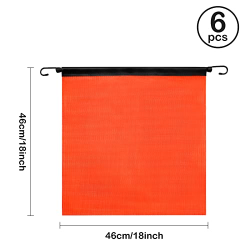Business King Safety Flag with Hook 6 Pack 18 x 18 Inch - Bright Orange Mesh Warning Flag, Heavy Duty, Oversize Warning Flag with Vinyl Welt, Bungee Cord, and EZ Hook for Trailer and Pilot Cars - Image 2