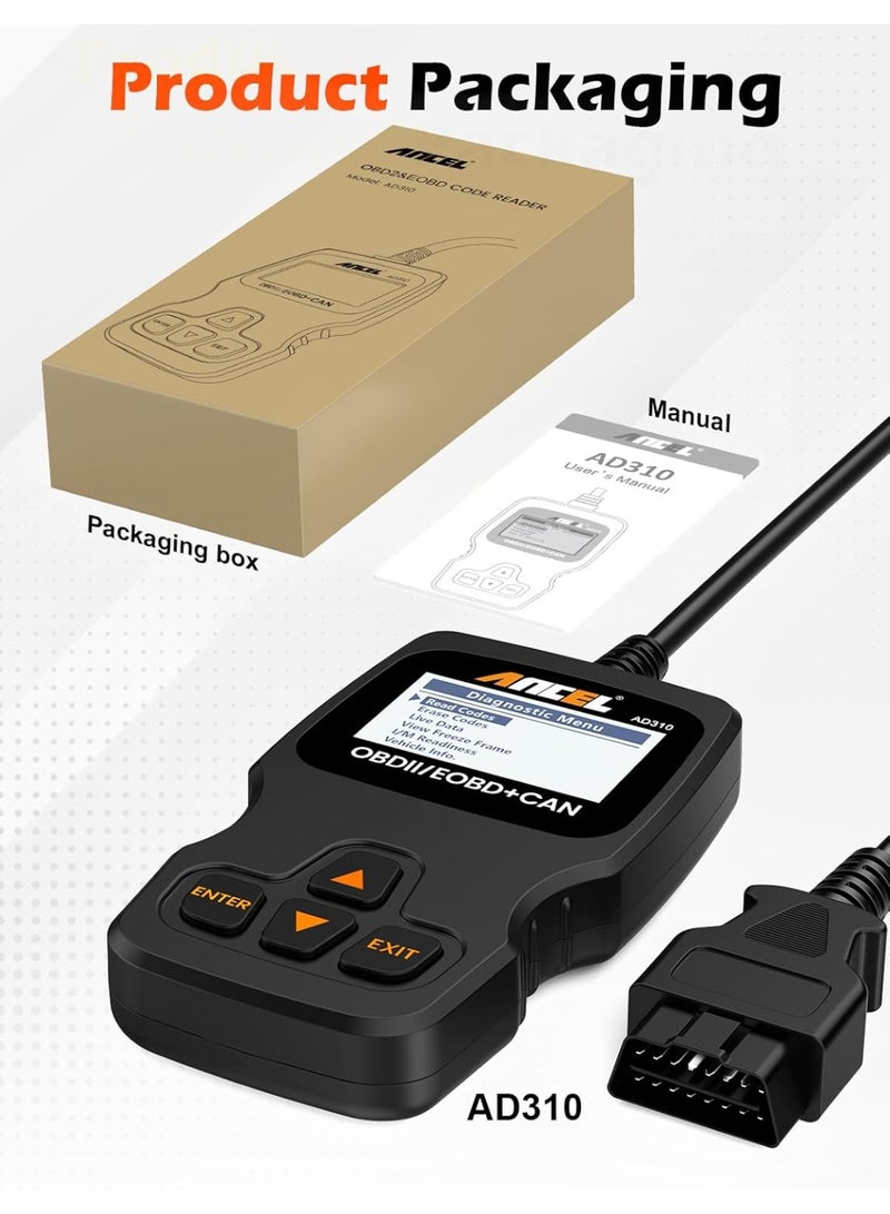 Ancel ANCEL AD310 Enhanced OBD2 Scanner Car Engine Fault Code Reader CAN Universal Diagnostic Scan Tool, Read and Clear Error Codes for 1996 or Newer OBDII Protocol Vehicle (Black) - Image 5