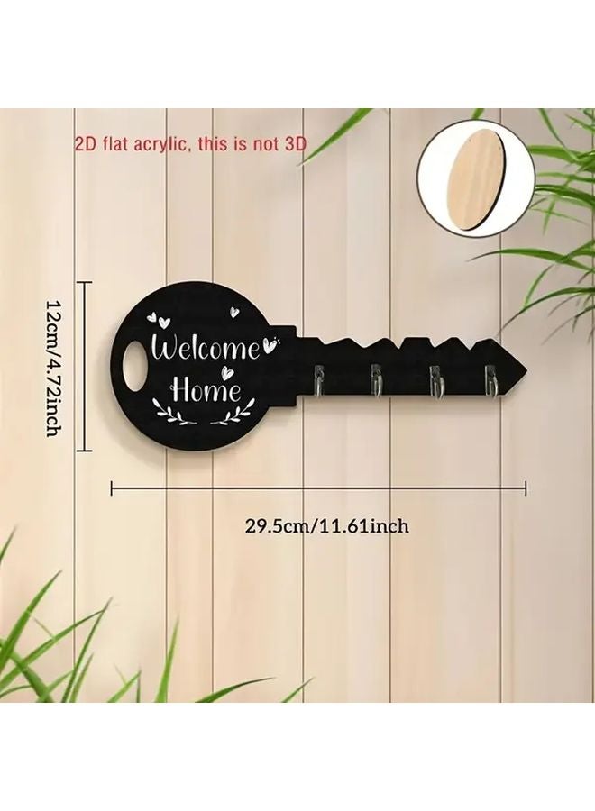 Black Wooden Key Holder Wall Mounted Organizer with Hanging Loop Easy Install - Image 4