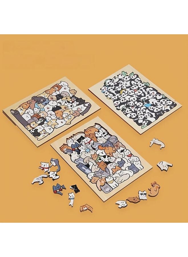 لغز الحيوان الخشبي الذي يتميز بالقطة للتراص وهدايا عيد الميلاد - Image 4