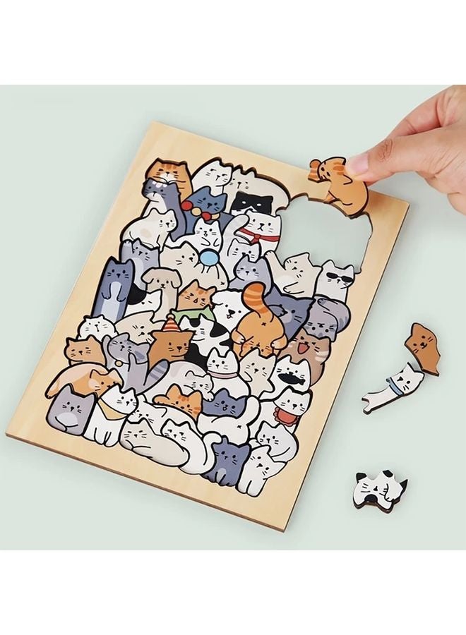 لغز الحيوان الخشبي الذي يتميز بالقطة للتراص وهدايا عيد الميلاد - Image 2