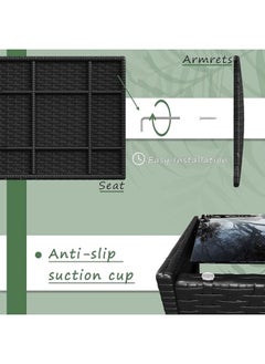 Sweet Furniture 4-Piece Outdoor Wicker Patio Furniture Set – Black & Beige Rattan Chairs with Soft Cushions and Glass Table for Garden, Balcony, Porch, or Poolside  - Image 5