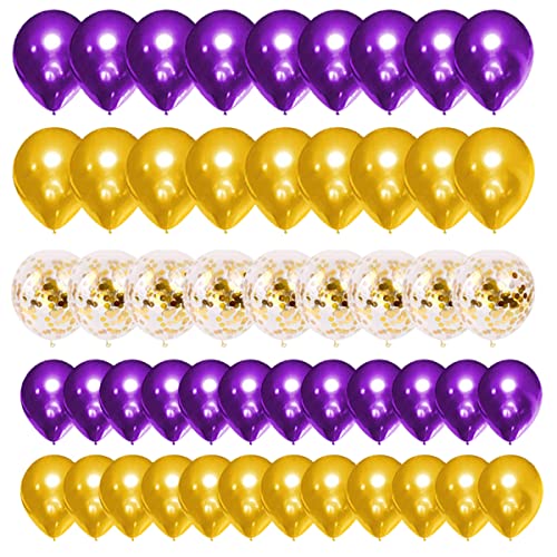 CEUQIESO Purple Gold Balloons Arch Garland Kit 122PCS Pearl Purple Gold Balloons Confetti Balloons for Women Birthday Wedding Anniversary Graudation Retirement Party Decorations - Image 1