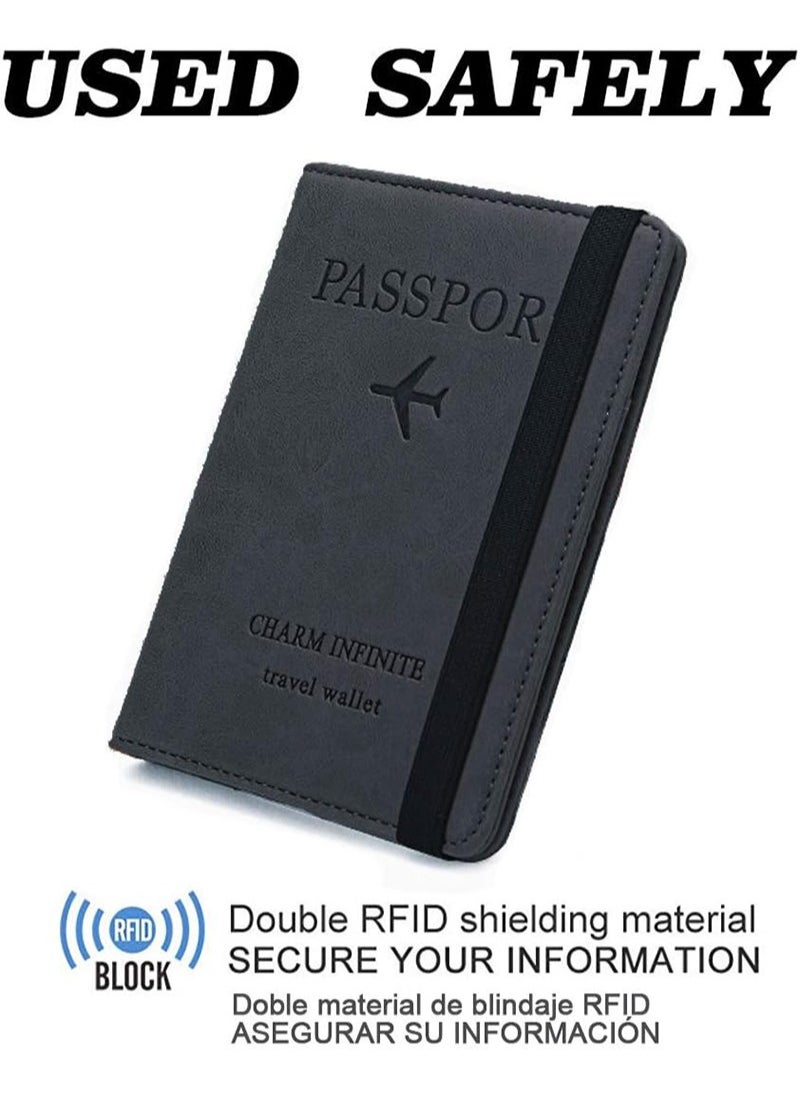 ايكانبو حامل جواز السفر، منظم محفظة سفر من الجلد الصناعي بتقنية RFID، حامل جواز السفر، بطاقات العمل، بطاقات الائتمان، بطاقات الصعود إلى الطائرة  - Image 2