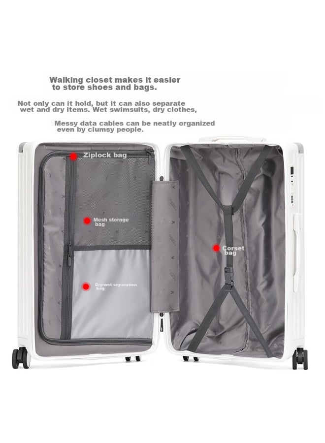 Playboy Large Capacity Suitcase, Carry-on Luggage, Student Password Lock Suitcase, Cycling Bag, Business Travel Case, 20-inch White - Image 4