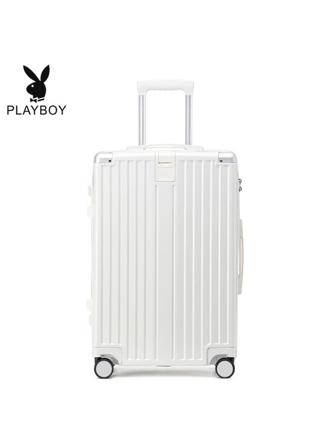 Playboy Large Capacity Suitcase, Carry-on Luggage, Student Password Lock Suitcase, Cycling Bag, Business Travel Case, 20-inch White - Image 5