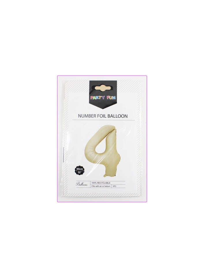 PARTY FUN Foil Number Balloon 16" No.4 Oat Color  - Image 3