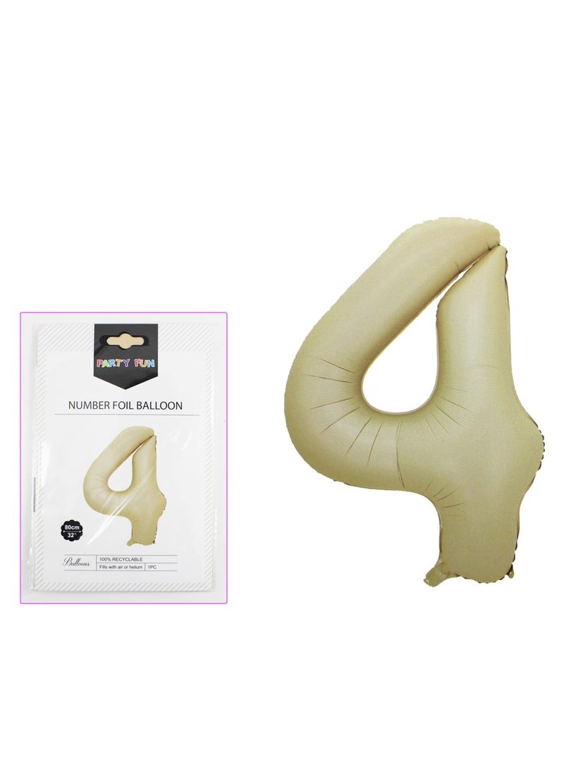 PARTY FUN Foil Number Balloon 16" No.4 Oat Color  - Image 2