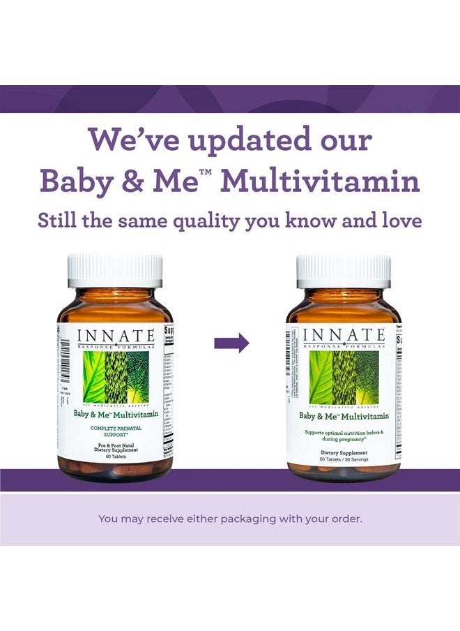 Innate Response Formulas Baby & Me Multivitamin - Prenatal and Postnatal Vitamin with Folate, Choline, and Vitamins B12 and D3 - Vegetarian, Non-GMO, and Gluten-Free - 60 Tablets (30 Servings)  - Image 3
