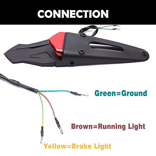 Rich Choices Rear Fender Mount Red LED Tail Light Brake Lamp Turn Signals License Plate Light for Custom Off-Road Motorcycle Dirt Bike (Red#1) - Image 5