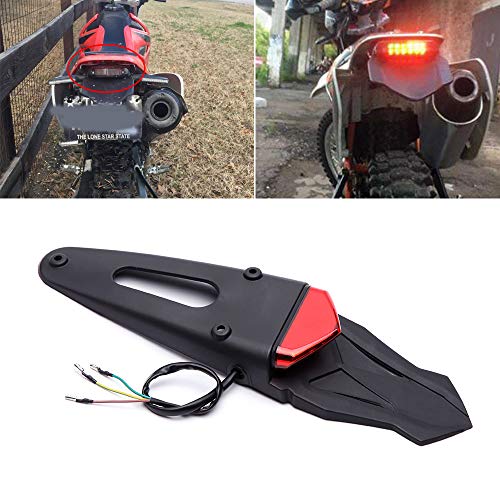 Rich Choices Rear Fender Mount Red LED Tail Light Brake Lamp Turn Signals License Plate Light for Custom Off-Road Motorcycle Dirt Bike (Red#1) - Image 2