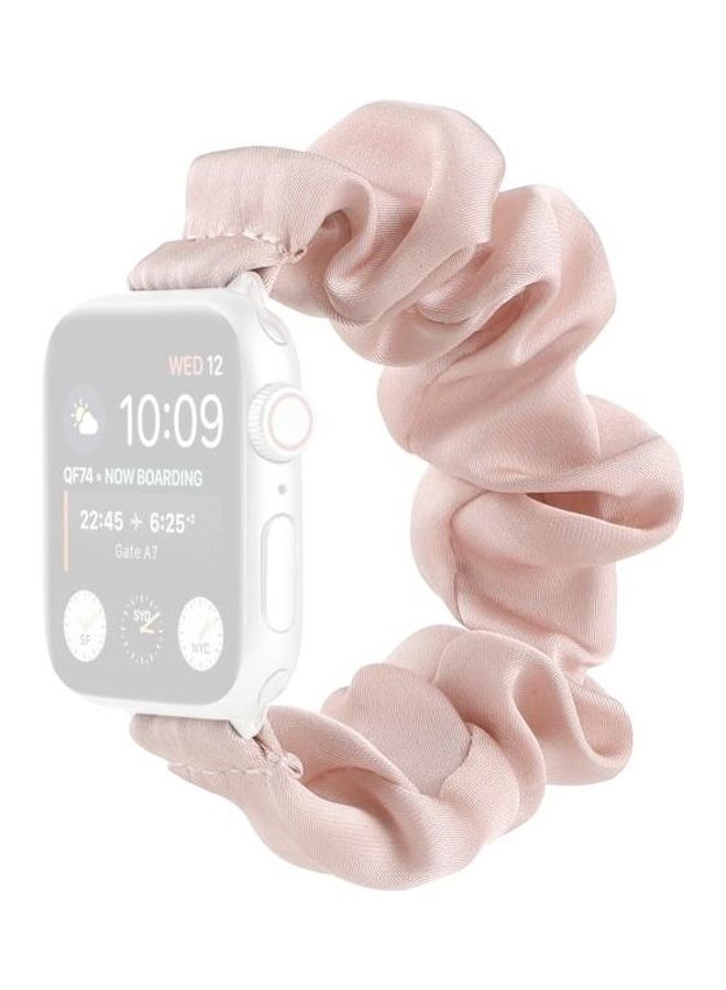 NIBEMINENT Scarf Hair Tie Replacement Watchbands For Apple Watch Series 7/6/SE/5/4/3/2/1 41/40/38mm Light Pink - Image 1