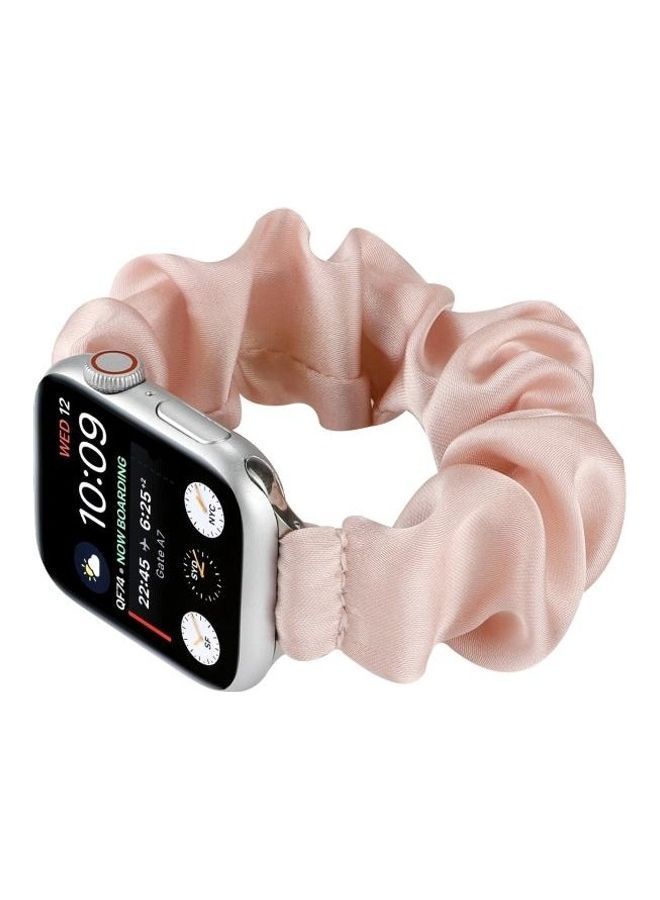 NIBEMINENT Scarf Hair Tie Replacement Watchbands For Apple Watch Series 7/6/SE/5/4/3/2/1 41/40/38mm Light Pink - Image 3