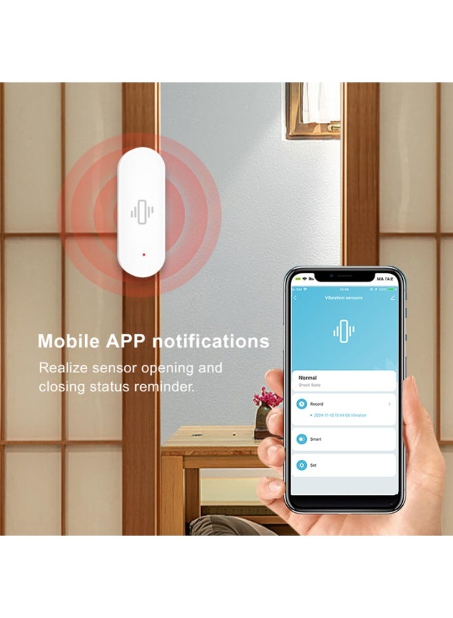 Bukela Smart Vibration Sensor for Windows and Doors, WiFi Wireless Glass Break Detector with App Alerts, Adjustable Sensitivity, Remote Monitoring, Easy Install Security Sensor - Image 3