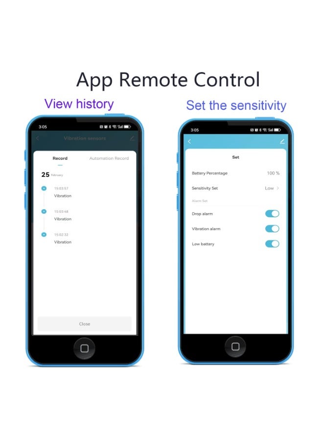Bukela Smart Vibration Sensor for Windows and Doors, WiFi Wireless Glass Break Detector with App Alerts, Adjustable Sensitivity, Remote Monitoring, Easy Install Security Sensor - Image 5