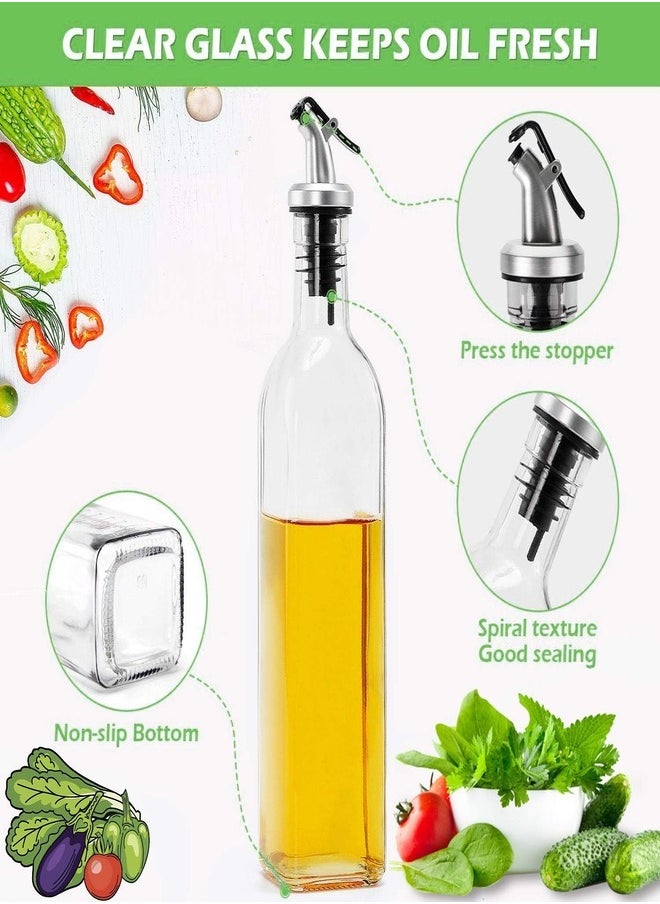 ZEESQUARE - Oil Dispenser Bottle Set Glass Oil Bottle Vinegar Dispenser 2 Pcs Spray Dispenser 500 ml - Image 1