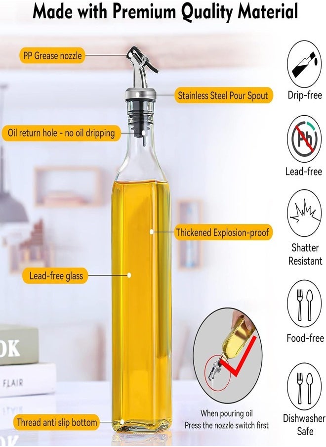 ZEESQUARE - Oil Dispenser Bottle Set Glass Oil Bottle Vinegar Dispenser 2 Pcs Spray Dispenser 500 ml - Image 1