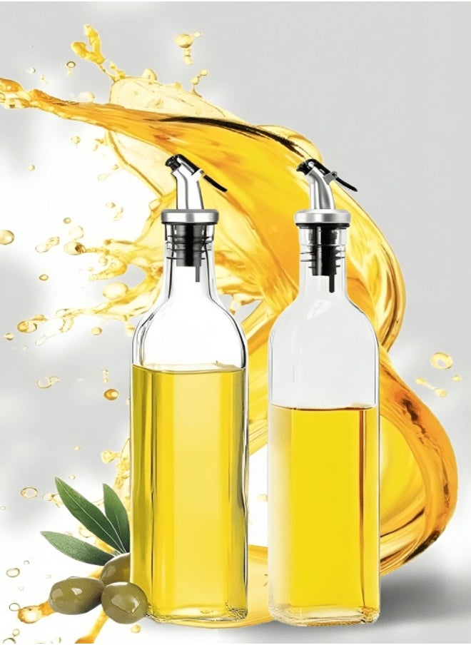 ZEESQUARE - Oil Dispenser Bottle Set Glass Oil Bottle Vinegar Dispenser 2 Pcs Spray Dispenser 500 ml - Image 1