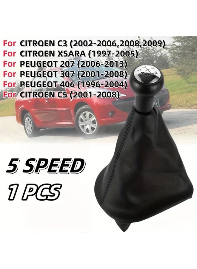 Faux Leather 5 Speed Gear Shift Knob Gaiter Boot Cover for Peugeot Citroen - Image 1