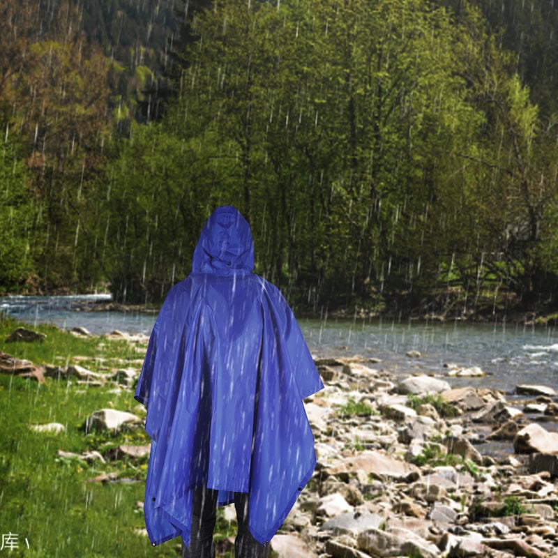 Hooded Rain Poncho with Pocket Lightweight Waterproof Rain Coat Jacket Sun Shelter for Men and Women Camping Hiking Traveling - Image 3
