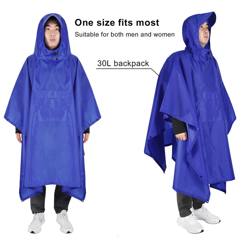Hooded Rain Poncho with Pocket Lightweight Waterproof Rain Coat Jacket Sun Shelter for Men and Women Camping Hiking Traveling - Image 5