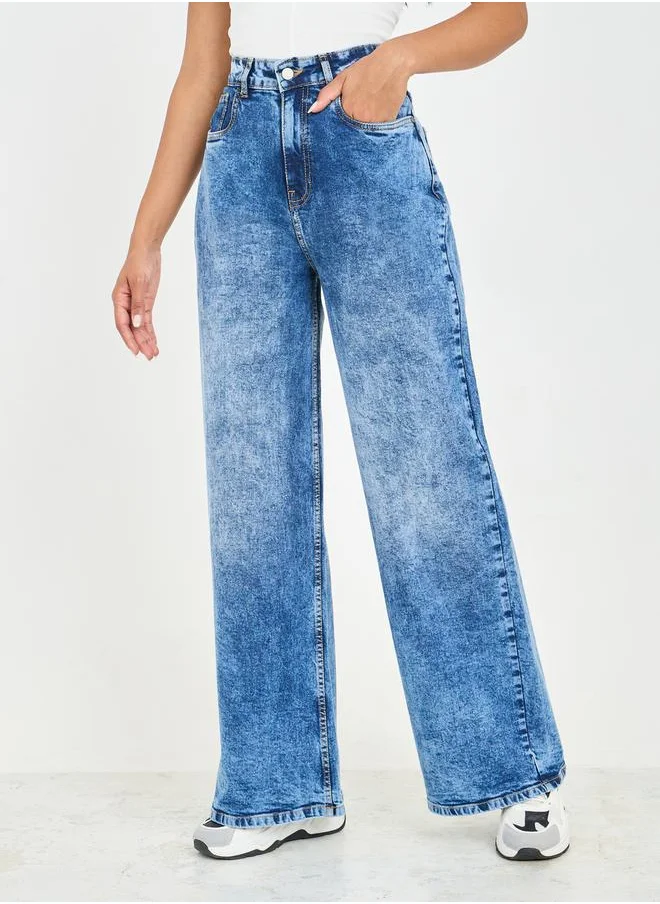 ستايلي Towel Wash Wide Leg Jeans