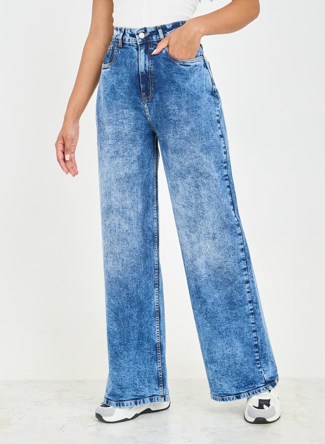 Styli Towel Wash Wide Leg Jeans - Image 1