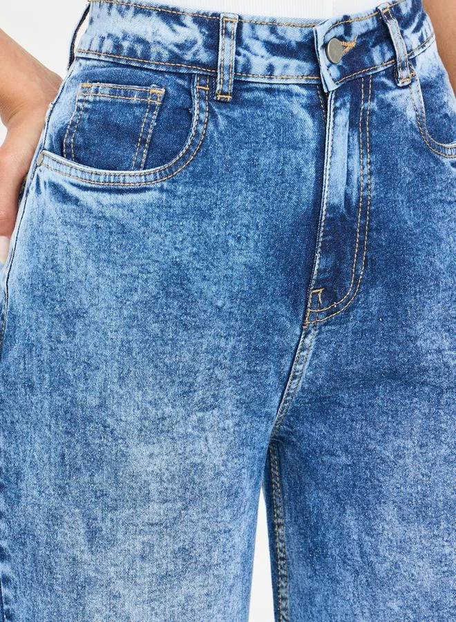 Styli Towel Wash Wide Leg Jeans