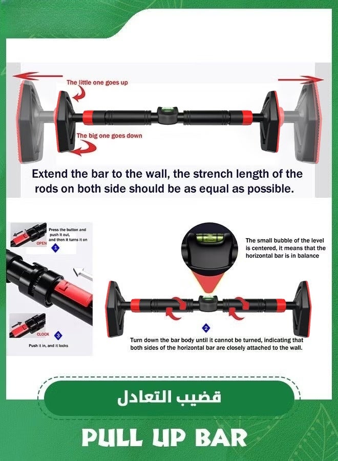 WALALLA Pull Up Bar for Doorway, Strength Training Pullup Bar with Hanging Ring,Chin Up Bar Upper Body Workout Equipment, Home Gym Exercise Fitness Equipment, 96-135cm - Image 5