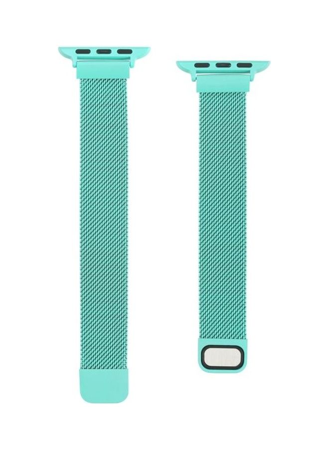 NIBEMINENT Waist Dual Section Milan Replacement Watchband For Apple Watch Series 7 45mm/6 & SE 5 4 44mm/3 2 1 42mm Soft Blue - Image 2