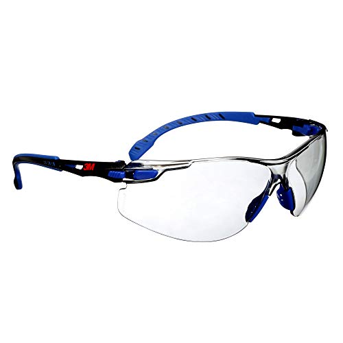 3M Safety Glasses, Solus 1000 Series, ANSI Z87, Scotchgard Anti-Fog, Indoor/Outdoor Grey Lens, Blue/Black Frame - Image 1
