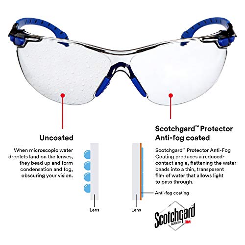 3M Safety Glasses, Solus 1000 Series, ANSI Z87, Scotchgard Anti-Fog, Indoor/Outdoor Grey Lens, Blue/Black Frame - Image 5