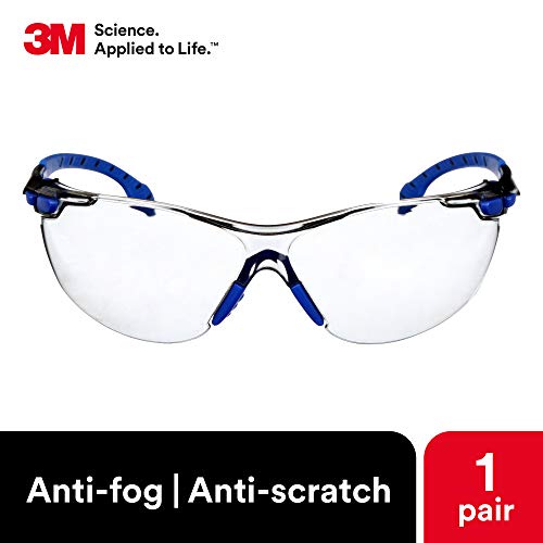 3M Safety Glasses, Solus 1000 Series, ANSI Z87, Scotchgard Anti-Fog, Indoor/Outdoor Grey Lens, Blue/Black Frame - Image 3
