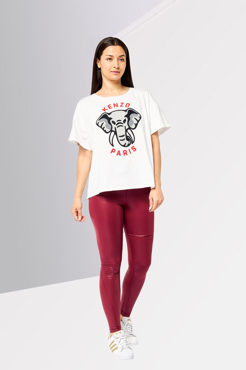 Kenzo Women Crew Neck Short Sleeves Embroidered T-Shirt, White  - Image 2