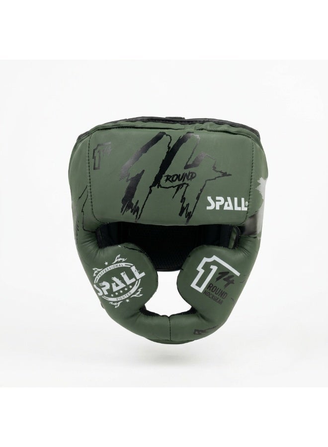 Spall Premium Boxing Head Guard Round 14 Protective Headgear Adjustable Training Head Protector for Boxing Kickboxing MMA Muay Thai Sparring Combat Sports Shock Absorption-GREEN - Image 1