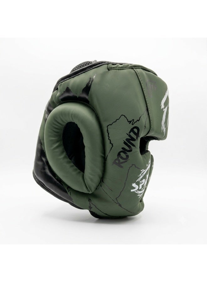 Spall Premium Boxing Head Guard Round 14 Protective Headgear Adjustable Training Head Protector for Boxing Kickboxing MMA Muay Thai Sparring Combat Sports Shock Absorption-GREEN - Image 4