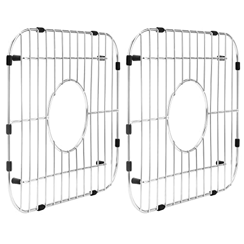Kitchen Sink Grates Bottom Grid Stainless Steel Sink Bottom Rack Protector with Center Drain Hole 2 Pack 13x1158