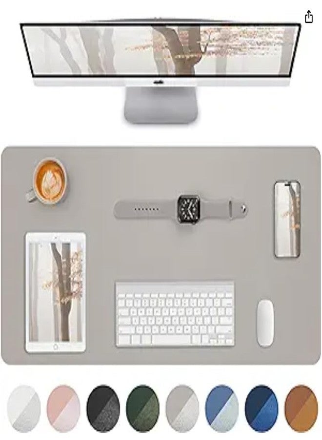 AFIING Leather Desk Pad Protector,Mouse Pad,Office Desk Mat, Non-SlipPU Leather Desk Blotter,Desk matt for Desktop,Waterproof Keyboard mat for Office/Home/Decor (Light Grye,23.6" x 13”