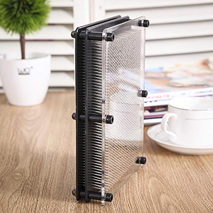 أل أكس أس 3D معدن دبوس الفن لعبة مجلس لعبة كبيرة الحجم الكلاسيكية دبوس الانطباع مكتب اللعب النحت للأطفال الكبار 6 × 8 بوصة فضية - Image 4
