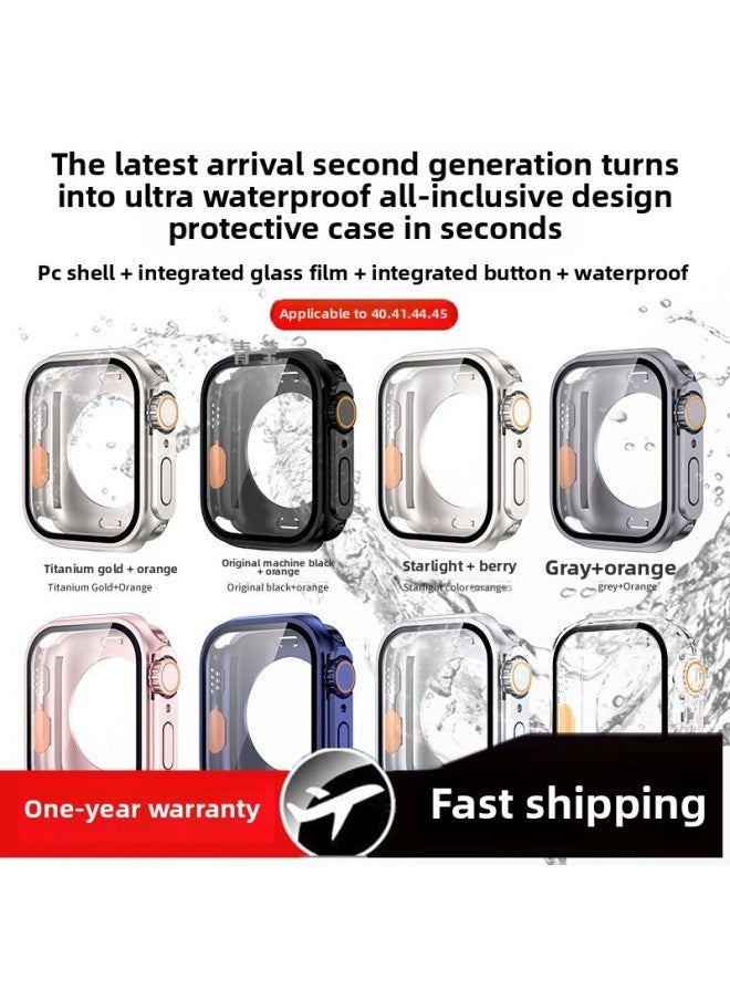 Generic - 360 For Apple Xultra Watch Protection Full Package Applicable Shell Waterproof Variable Shell S9 Integrated Iwatchs10 Film Seconds-Color:❣Rose Gold + Orange [waterproof Qingying❣-Dimensions:❣For Apple Iwatch S9/s8/s7(40mm)❣ - Image 1