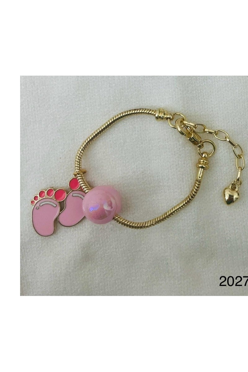 حقيبة راخي للبنات مع سحر أقدام الأطفال الوردي / حقيبة راخي لطيفة مع سلسلة قابلة للتعديل لطفلة، رابطة الأخ والأخت