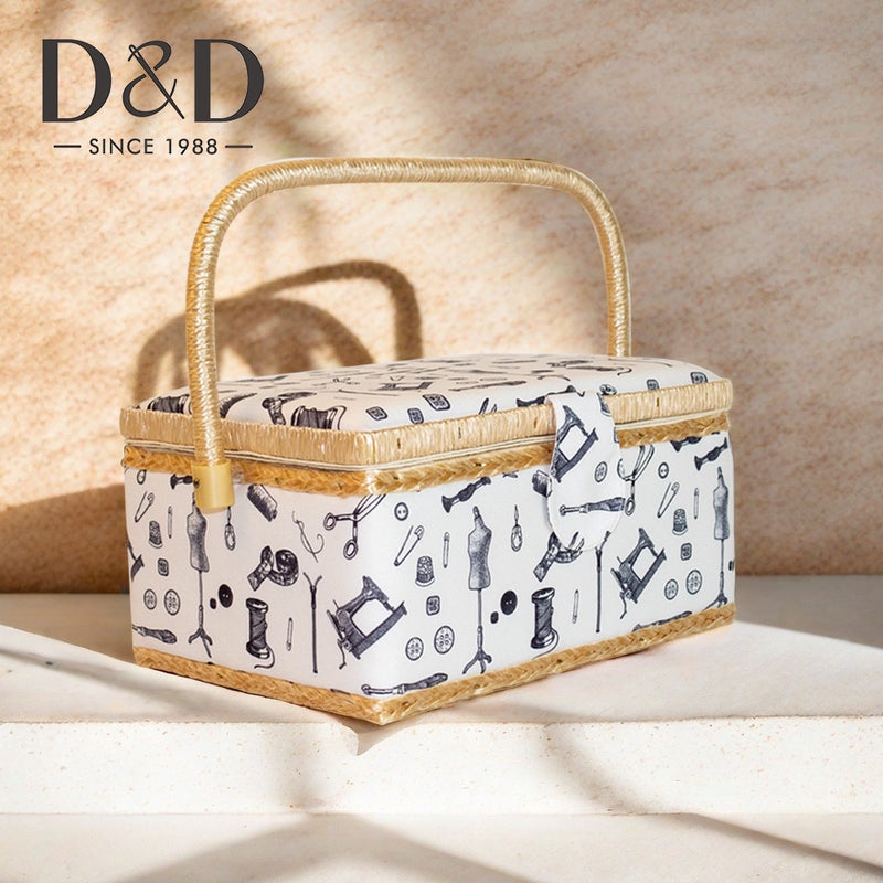 D&D Sewing Kit Box with Tools, Large Storage Case for Needles, Thread, Scissors, Crochet Hooks, Travel Sewing Basket - Image 1