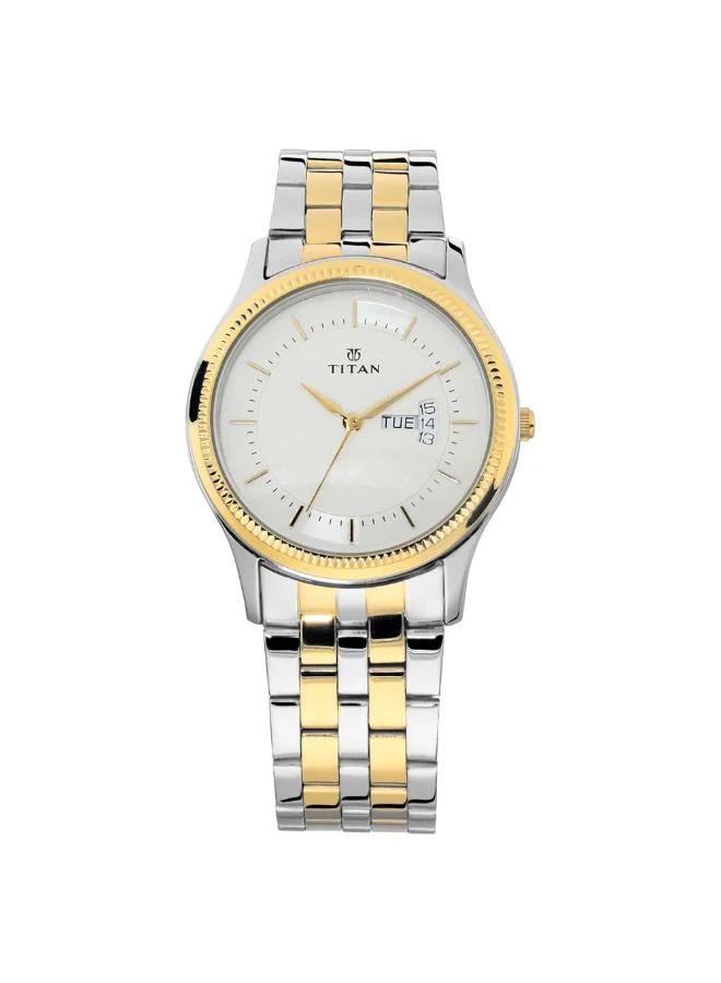 تيتان ساعة رجالية متعددة الوظائف بشاشة وسوار من الستانلس ستيل بلونين