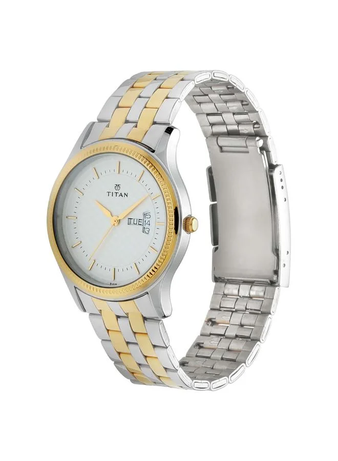 تيتان ساعة رجالية متعددة الوظائف بشاشة وسوار من الستانلس ستيل بلونين