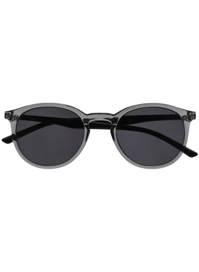 OPULIZE MET Fashion Sunglasses for Women Men - Slim Round Frame - Tinted UV400 Protection Lens - Spring Hinges - Grey Transparent - Image 1